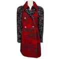 Load image into Gallery viewer, Chanel Red / Blue / Black Multi Double Breasted Mid Length Tweed Coat with CC Logo Buttons