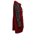 Load image into Gallery viewer, Chanel Red / Blue / Black Multi Double Breasted Mid Length Tweed Coat with CC Logo Buttons