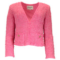 Load image into Gallery viewer, Chanel Pink CC Logo Buttoned Woven Boucle Knit Jacket
