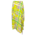 Load image into Gallery viewer, Maison Rabih Kayrouz Lime Multi Printed Satin and Crepe Asymmetric Midi Skirt