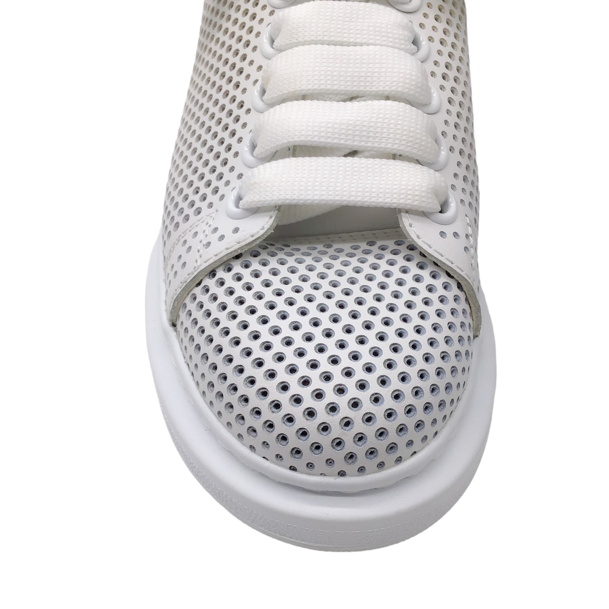 Alexander McQueen White / Red Larry Oversized Perforated Leather Low-Top Sneakers