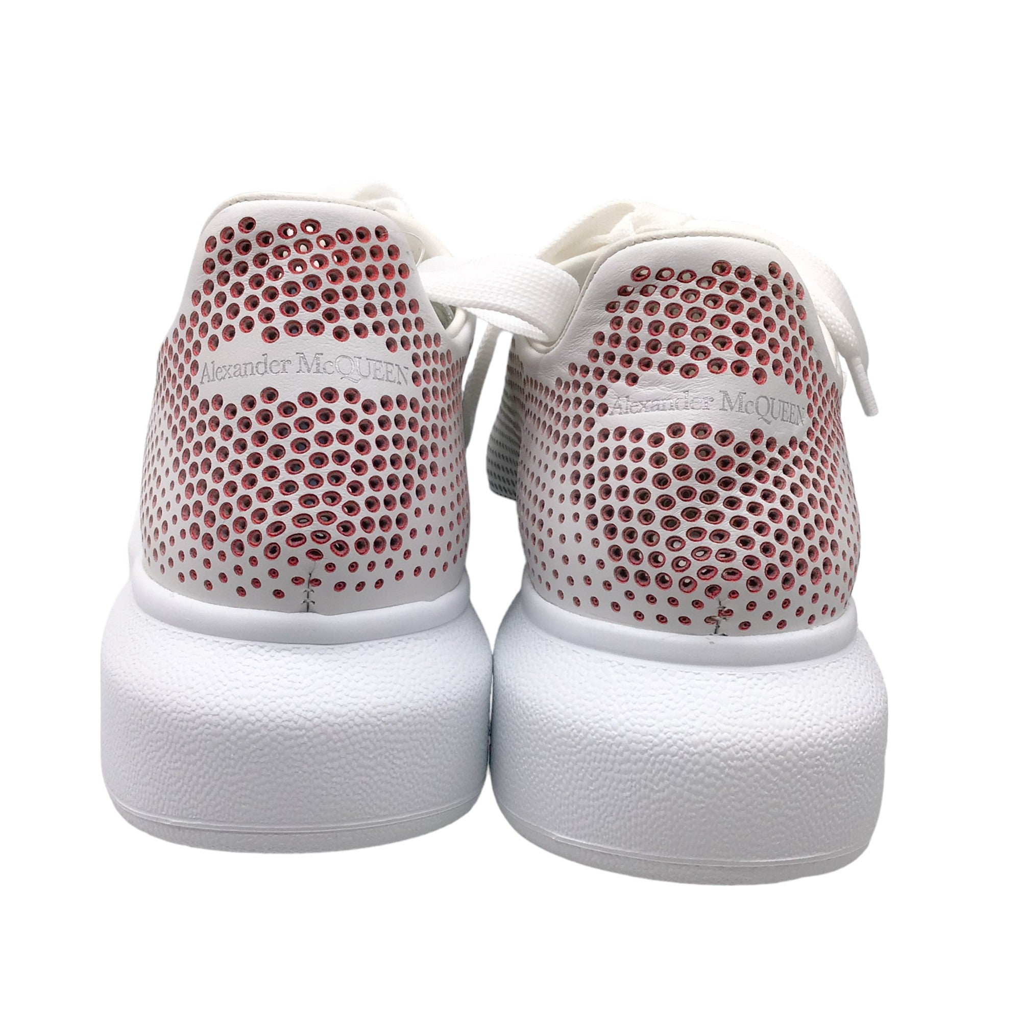 Alexander McQueen White / Red Larry Oversized Perforated Leather Low-Top Sneakers