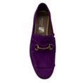 Load image into Gallery viewer, Gucci Purple / Antiqued Gold Horsebit Detail Suede Loafers / Moccasin Flats