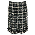 Load image into Gallery viewer, Oscar de la Renta Black / White / Charcoal Grey Tweed Skirt with Mink Fur Trim