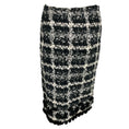 Load image into Gallery viewer, Oscar de la Renta Black / White / Charcoal Grey Tweed Skirt with Mink Fur Trim