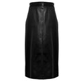 Load image into Gallery viewer, Givenchy Black Lambskin Leather Skirt with Silver Back Zip