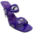 Load image into Gallery viewer, Valentino Purple Patent Leather Chain Open Toe Sandals
