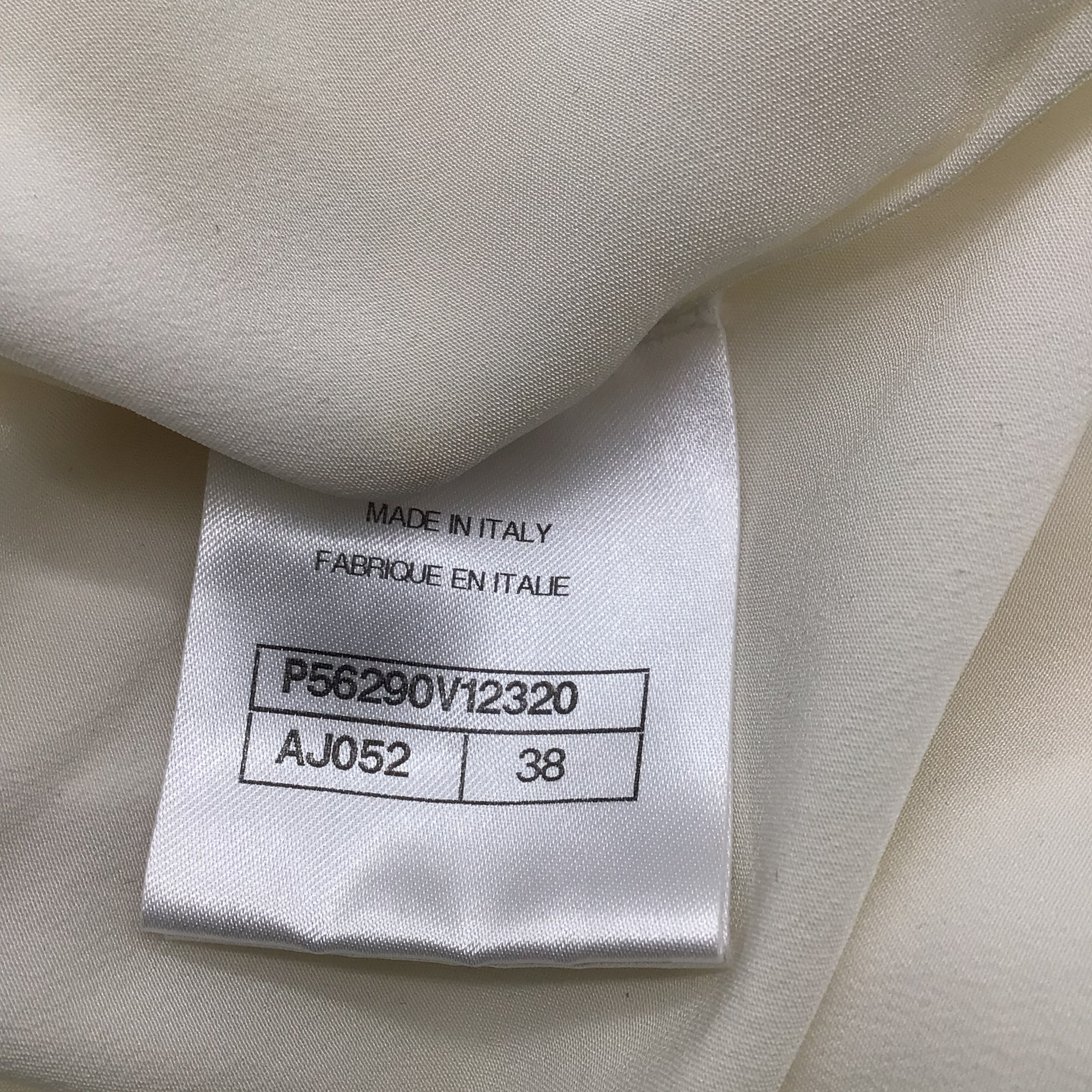 Chanel Ivory CC Logo Buttoned Cold Shoulder Silk Blouse