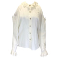 Load image into Gallery viewer, Chanel Ivory CC Logo Buttoned Cold Shoulder Silk Blouse
