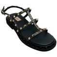 Load image into Gallery viewer, Valentino Black Leather Multi Strap Rockstud Flat Sandals