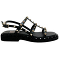 Load image into Gallery viewer, Valentino Black Leather Multi Strap Rockstud Flat Sandals