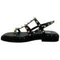 Load image into Gallery viewer, Valentino Black Leather Multi Strap Rockstud Flat Sandals