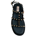 Load image into Gallery viewer, Valentino Black Leather Multi Strap Rockstud Flat Sandals