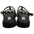 Load image into Gallery viewer, Valentino Black Leather Multi Strap Rockstud Flat Sandals