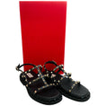 Load image into Gallery viewer, Valentino Black Leather Multi Strap Rockstud Flat Sandals