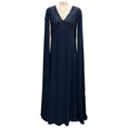 Load image into Gallery viewer, Carolina Herrera Midnight 2022 V Neck Sheath Cape Caftan Gown