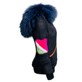 Load image into Gallery viewer, Mr & Mrs Italy Blue Hooded Mesh Knit Zip Front Sweater with Fur Trim