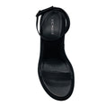 Load image into Gallery viewer, Vic Matie Black Satin and Leather Sculpted Heel Ankle Wrap Sandals