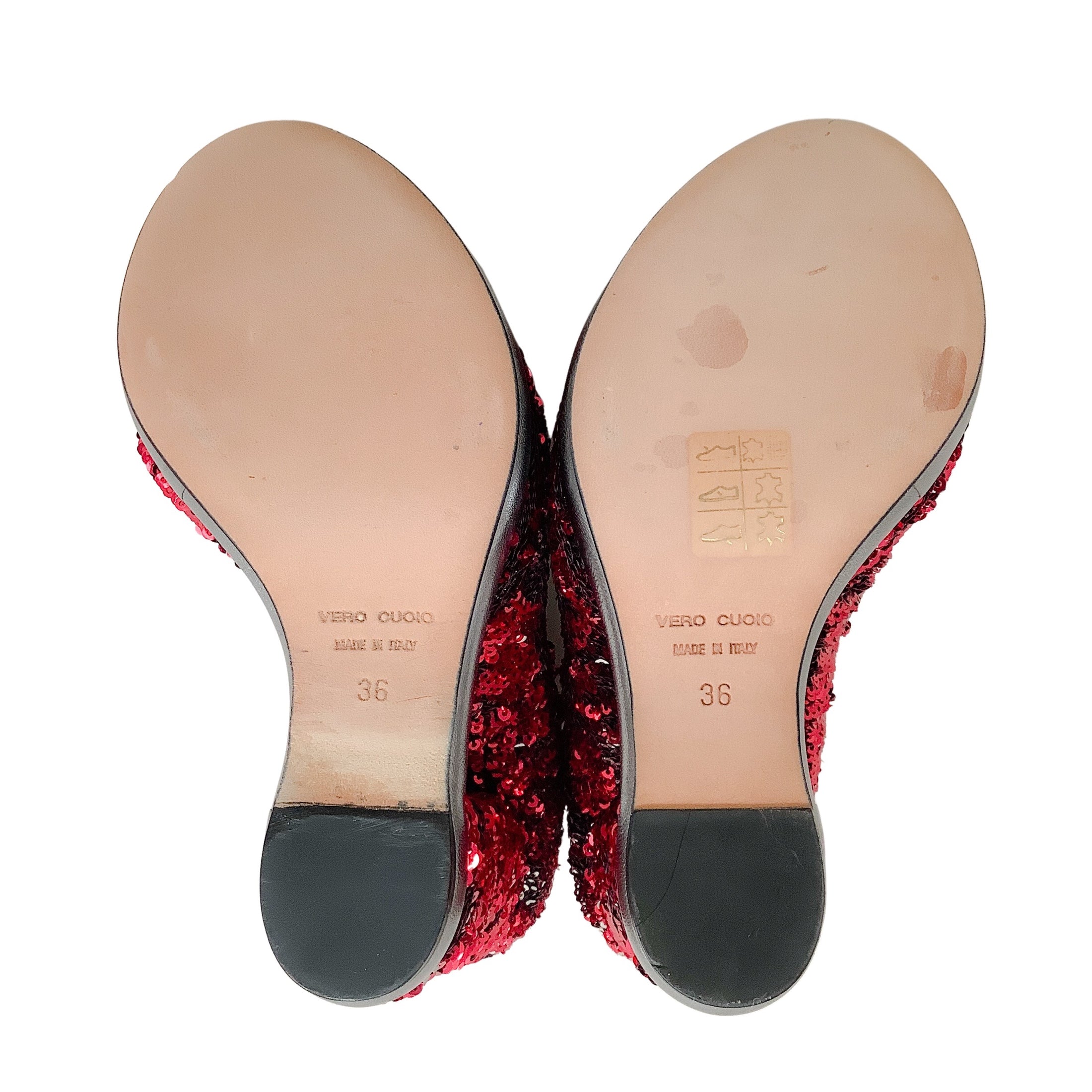 Dolce & Gabbana Red / Silver Sequined Peep Toe Platform Pumps