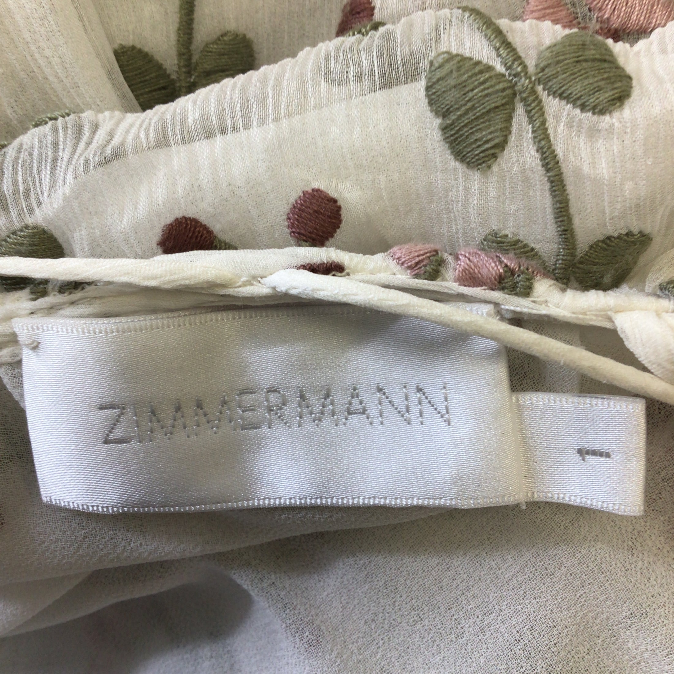 Zimmermann Ivory / Pink / Green Floral Embroidered Jumpsuit