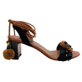 Load image into Gallery viewer, Dolce & Gabbana Brown / Black Raffia Ankle Tie Sandals