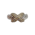 Load image into Gallery viewer, David Yurman 18K White Gold and Sterling X Ring with Diamonds