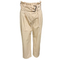 Load image into Gallery viewer, Brunello Cucinelli Beige Pinstriped Cotton Stretch Pants with Belt