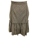 Load image into Gallery viewer, Oscar de la Renta Beige / Brown / Green Multi Houndstooth Plaid Cashmere Skirt