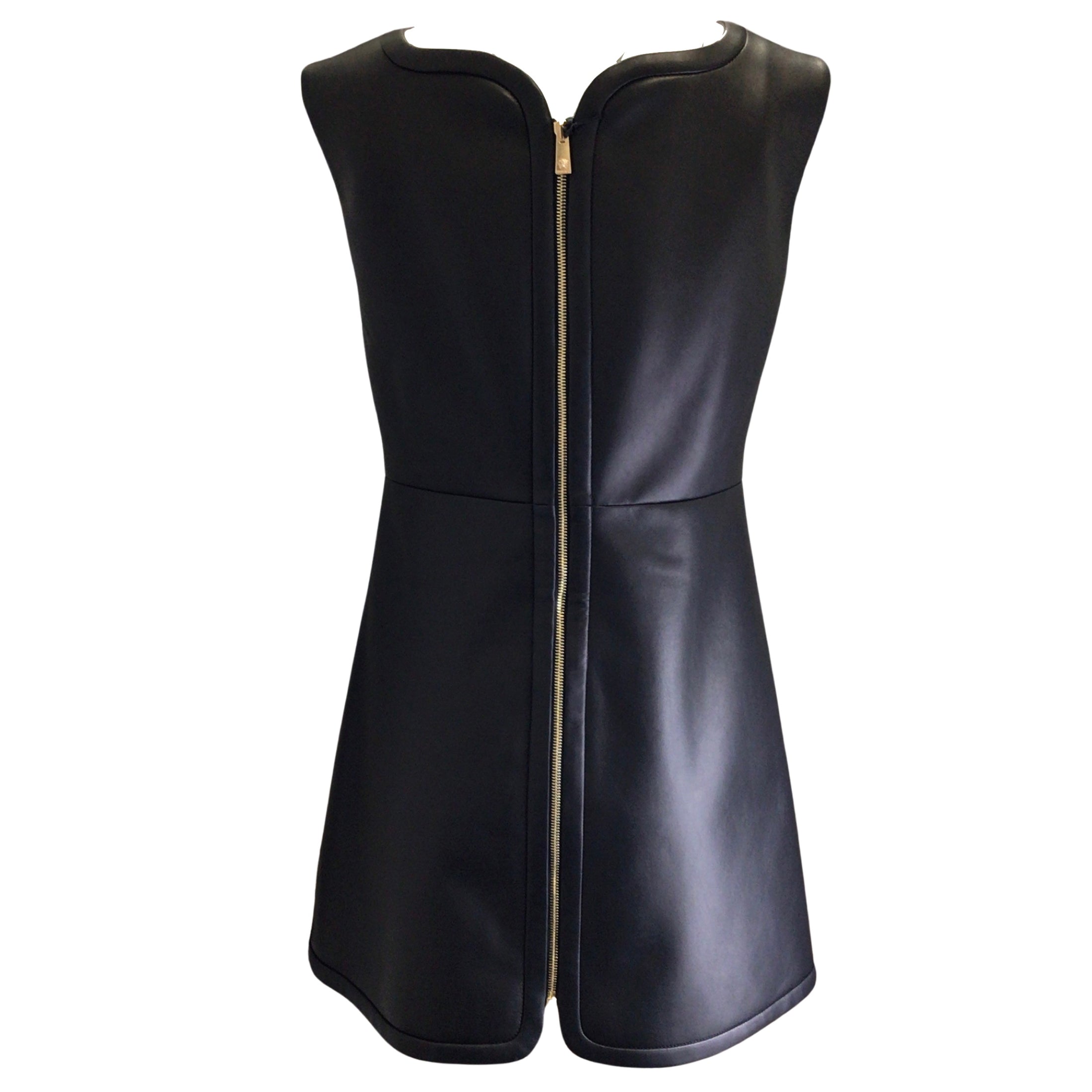 Versace Black 2021 Lambskin Leather Mini Dress