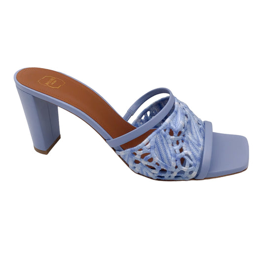 Malone Souliers Light Blue Crochet and Leather Mule Sandals