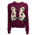 Load image into Gallery viewer, Gucci Blue / Red Striped Wool Sweater with King Spaniel Intarsia