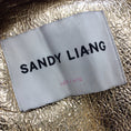 Load image into Gallery viewer, Sandy Liang Gold Metallic Lamb Shearling Moto Zip Biker Jacket