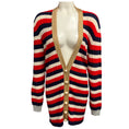 Load image into Gallery viewer, Gucci Red / White / Blue Striped Knit Cardigan Sweater with GG Logo Pearl Buttons