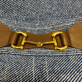 Load image into Gallery viewer, Gucci Navy Blue / White / Gold Horsebit Box Pleated Knee Length Skirt with Web Stripe Detail