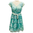 Load image into Gallery viewer, Marc Jacobs Aqua Floral Embroidered Lace Mini Cocktail Dress with Belt