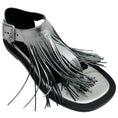 Load image into Gallery viewer, Jil Sander Silver Leather Fringed Sandals