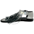 Load image into Gallery viewer, Jil Sander Silver Leather Fringed Sandals