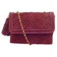 Load image into Gallery viewer, Chanel Vintage Burgundy / Gold Tassel Detail Quilted Suede Leather Handbag
