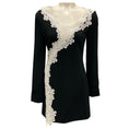 Load image into Gallery viewer, David Koma Black / White Cady & Macrame Lace Trim Long Sleeve Mini Dress