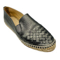 Load image into Gallery viewer, Bottega Veneta Gunmetal Metallic Intrecciato Woven Leather Espadrille Flats