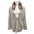 Load image into Gallery viewer, Peserico Grey Fur Trimmed Knit Cardigan Sweater