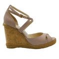 Load image into Gallery viewer, Jimmy Choo Rose Gold Glitter Cork Wedge Sandals
