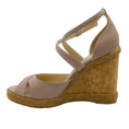 Load image into Gallery viewer, Jimmy Choo Rose Gold Glitter Cork Wedge Sandals
