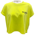 Load image into Gallery viewer, Balmain Neon Yellow Logo Printed Cropped T-Shirt