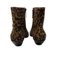 Load image into Gallery viewer, Saint Laurent Camel / Brown / Black West Leopard Print Suede Ankle Boots