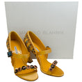 Load image into Gallery viewer, Manolo Blahnik Gold Embellished Satin Tat 105 Pumps