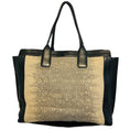 Load image into Gallery viewer, Chloe Beige / Black Fabric and Leather Double Top Handle Tote Bag