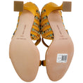 Load image into Gallery viewer, Manolo Blahnik Gold Embellished Satin Tat 105 Pumps