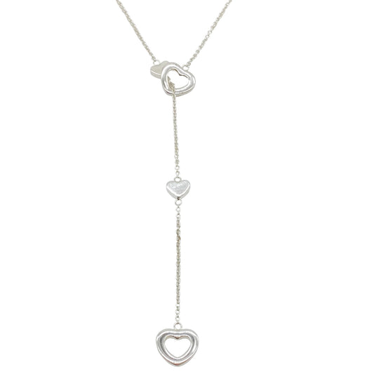 Tiffany & Co. Sterling Silver Heart Lavalier Station Necklace