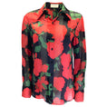 Load image into Gallery viewer, Saint Laurent Black / Red / Green 2022 Floral Rose Print Button-down Silk Shirt